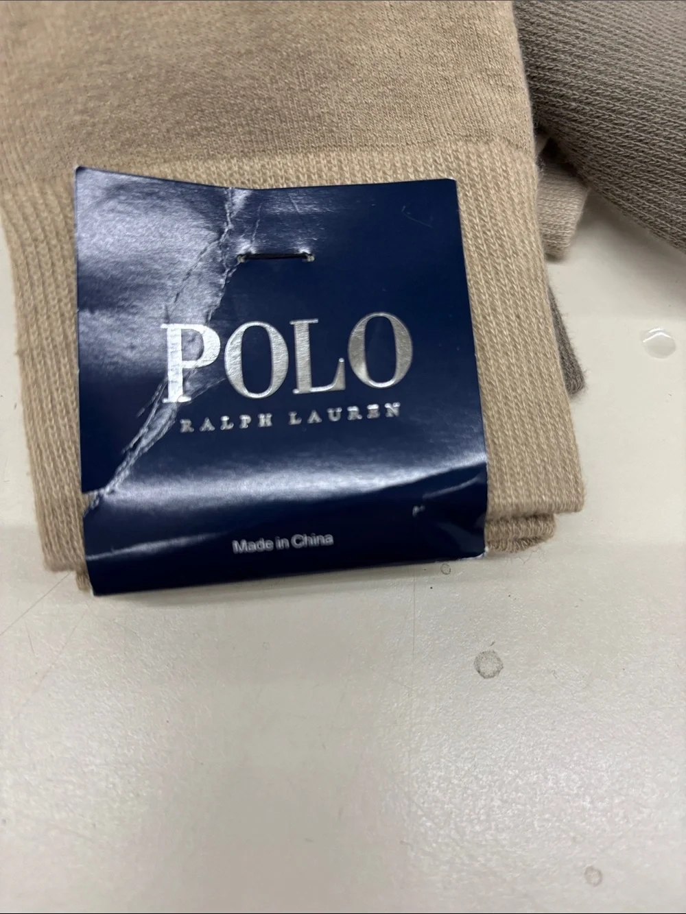 NWT Polo by Ralph Lauren Men’s Crew Socks - Beige & Taupe (3-Pack)